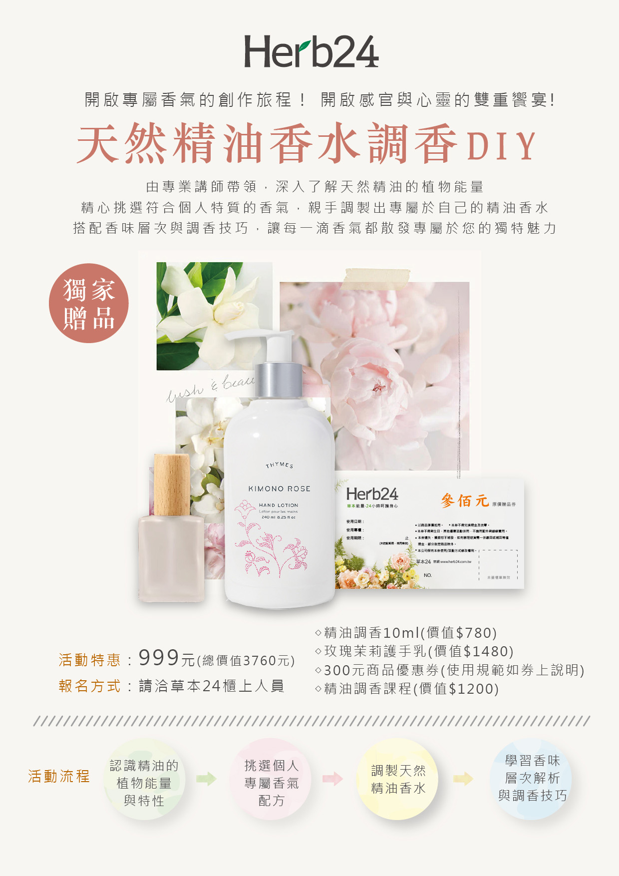 Herb24天然精油香水調香DIY課程 香氛講座與精油調香體驗活動