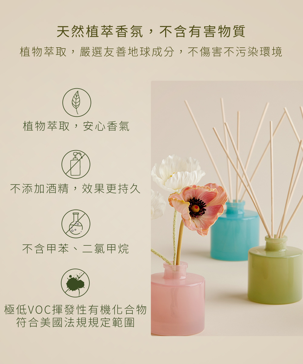 植物萃取，嚴選友善地球成分，不傷害不污染環境