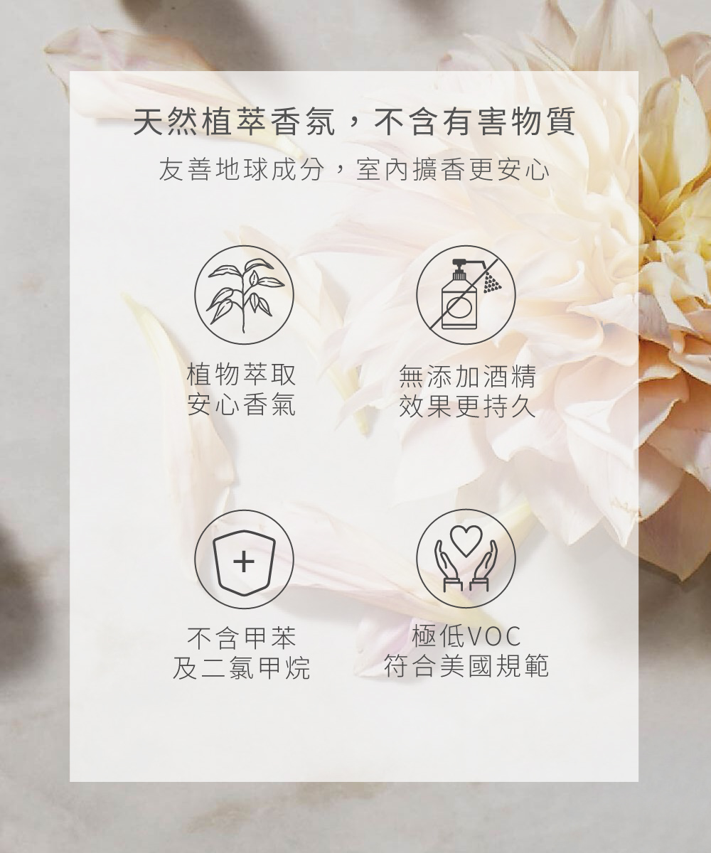 植物萃取，嚴選友善地球成分，不傷害不污染環境