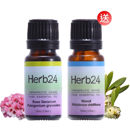 Herb24 埃及玫瑰天竺葵－贈：綠花白千層各10ml