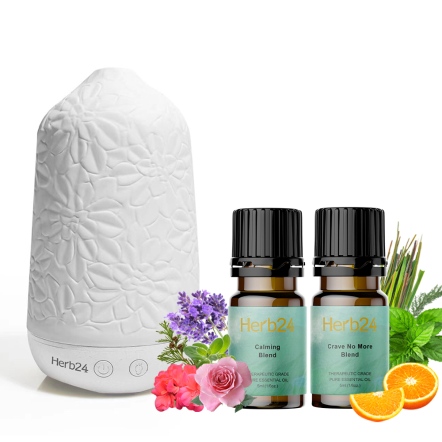 Herb24 繁花白瓷負離子水氧機３件組​​​​​​​( 平靜心靈、平衡食感）