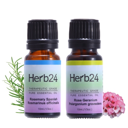 Herb24 盛夏微光精油２件組 ( 迷迭香、埃及玫瑰天竺葵各10ml )