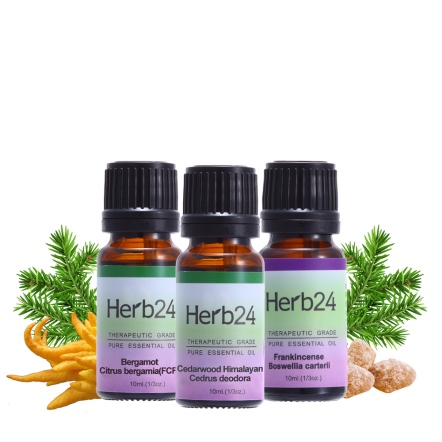 Herb24 佛手柑、雪松、乳香純質精油各10ml
