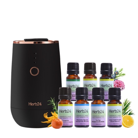 Herb24 晨霧純精油擴香儀II 黑色 - ８件大超值組